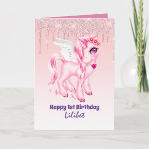 Lilibet 1st Birthday Cards - Princess Unicorns