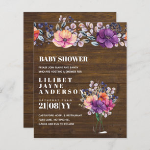 Lilibet Baby Shower Invite - Rustic Orange Purple