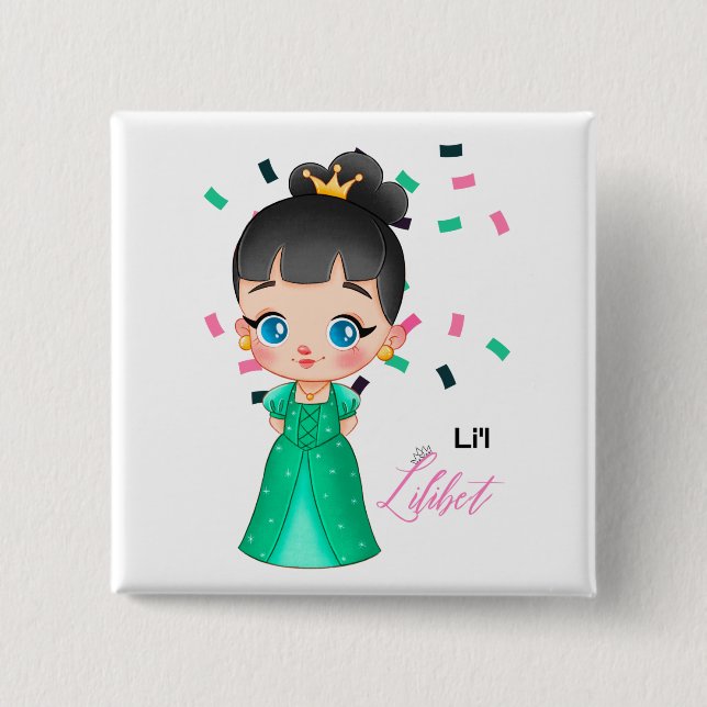 Lilibet Named Emerald Princess Gifts for Girls 15 Cm Square Badge (Front)