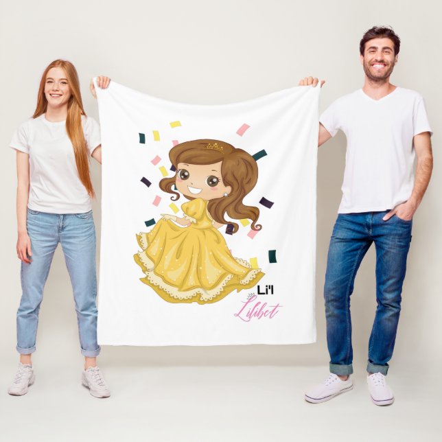 Lilibet Named Golden Princess Girl Gifts Fleece Blanket (In Situ)