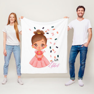Lilibet Named Peach Princess Gifts for Girls Fleece Blanket