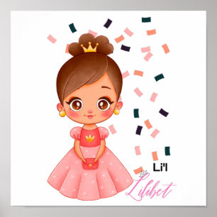 Lilibet Named Peach Princess Gifts for Girls Poster
