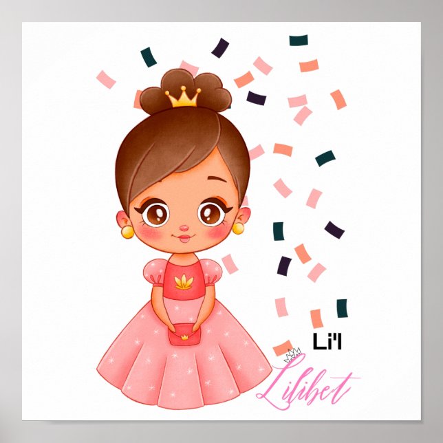 Lilibet Named Peach Princess Gifts for Girls Poster (Front)