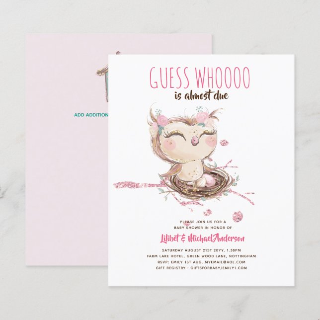 Lilibet Owl Baby Girl Shower (Front/Back)