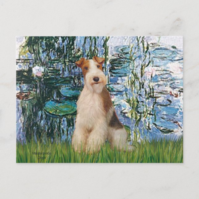 Lilies 1 - Wire Fox Terrier 3 Postcard (Front)