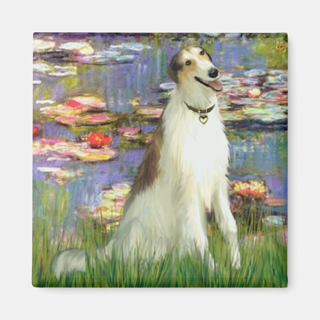 Lilies 2 -  Borzoi Magnet (Front)