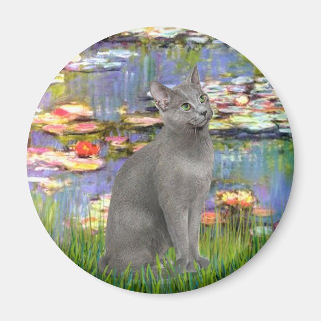 Lilies 2 - Russian Blue cat Magnet (Front)