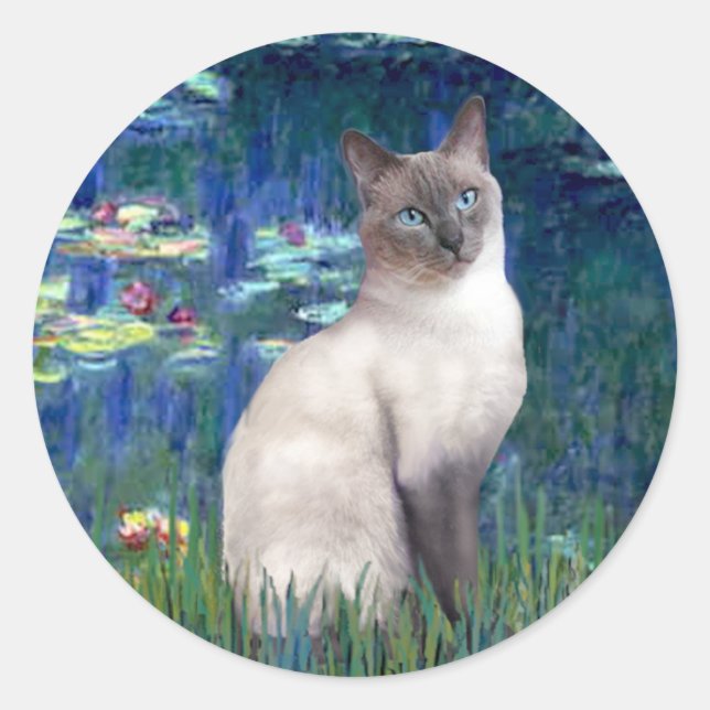 Lilies 5 - Blue Point Siamese cat Classic Round Sticker (Front)