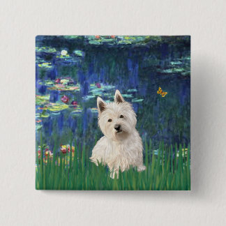 Lilies 5 - Westie 1 15 Cm Square Badge