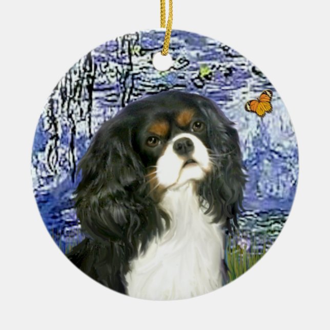 Lilies 6 - Cavalier (tri colour) Ceramic Tree Decoration (Front)