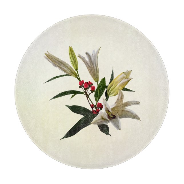 Lilies and Berries Cutting Board (Front)