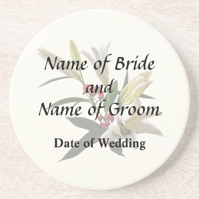 Lilies and Berries Wedding Supplies Coaster (Front)
