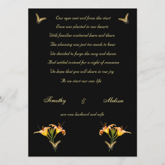 Lilies and Butterflies elopement announcement