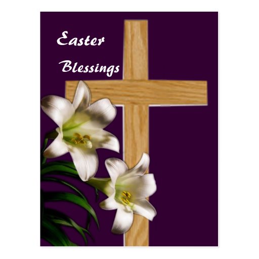 Lilies and Cross Easter Post Card | Zazzle