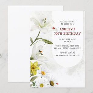 Lilies and Daffodils Birthday Invitation