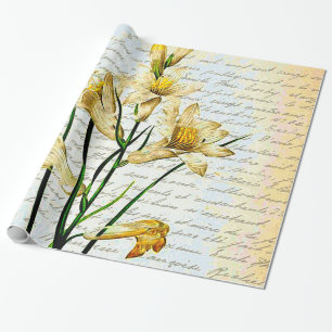 lilies and script wrapping paper