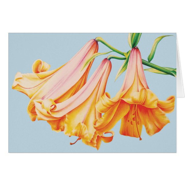 Lilies fine art Watercolor pencil everyday card (Front Horizontal)