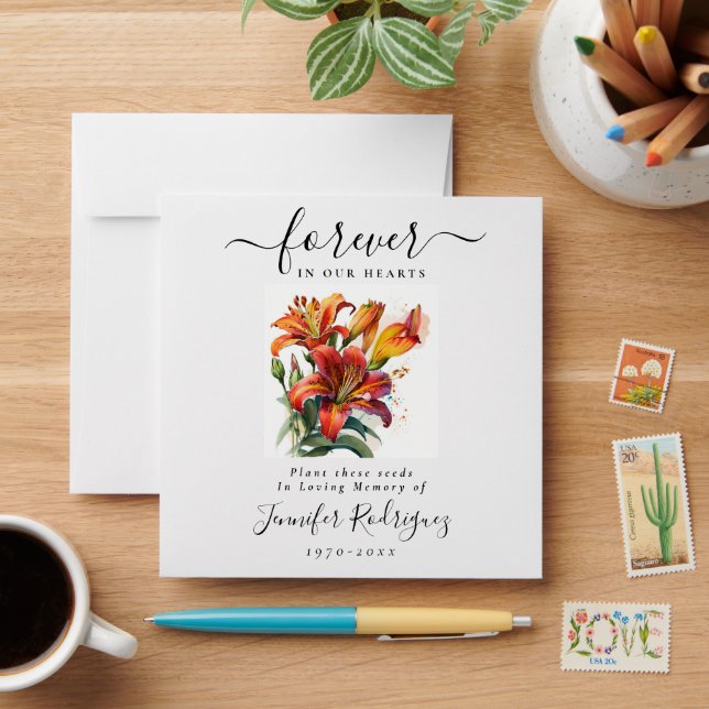 Lilies Floral Plant Seed Packet Memorial Funeral  Envelope (Desk)