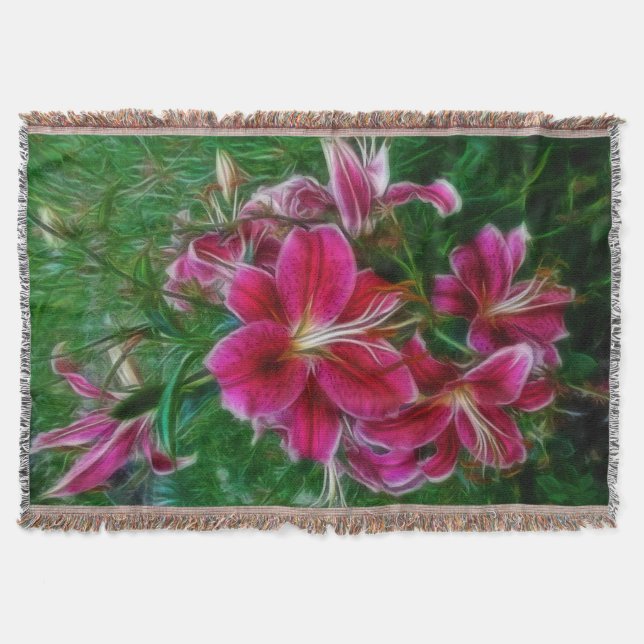 Lilies - Garden Flowers Flora Art Gifts Throw Blanket (Front)