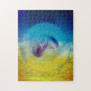 Lilies heart, abstract surreal artwork poster jigsaw puzzle