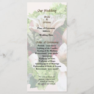 Lilies, Hydrangea and Berries Wedding Program Programme
