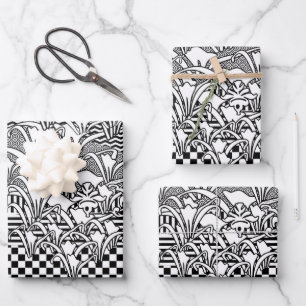 Lilies In Black And White Mother's Day Wrapping Paper Sheet