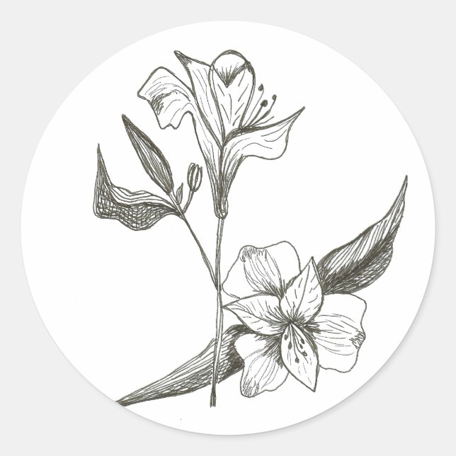 Lilies in black and white sticker (Front)