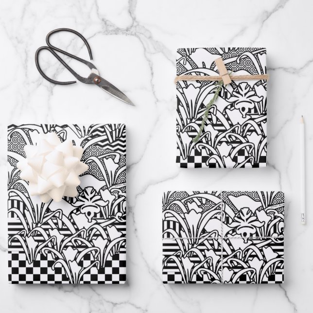 Lilies In Black And White  Wrapping Paper Sheet (Front)