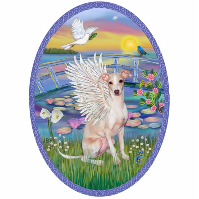 Lilies - Itlaian Greyhound (fawn) Standing Photo Sculpture (Front)