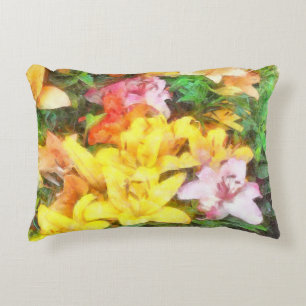 Lilies Love and Light Watercolor Decorative Cushion