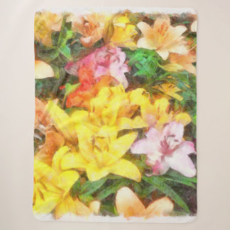 Lilies Love and Light Watercolor Sherpa Blanket