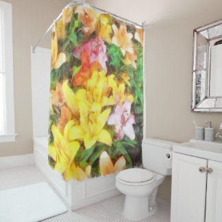 Lilies Love and Light Watercolor Shower Curtain
