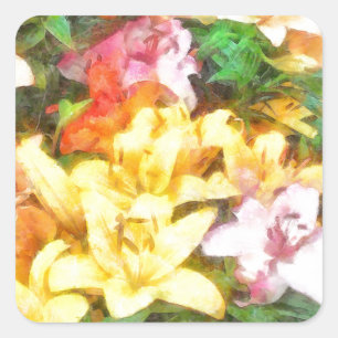 Lilies Love and Light Watercolor Square Sticker