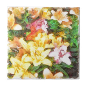 Lilies Love and Light Watercolor Tile