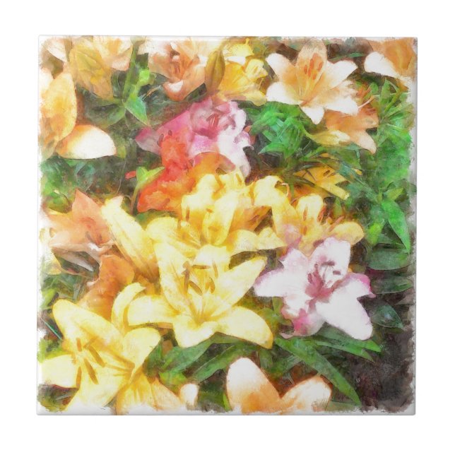Lilies Love and Light Watercolor Tile (Front)