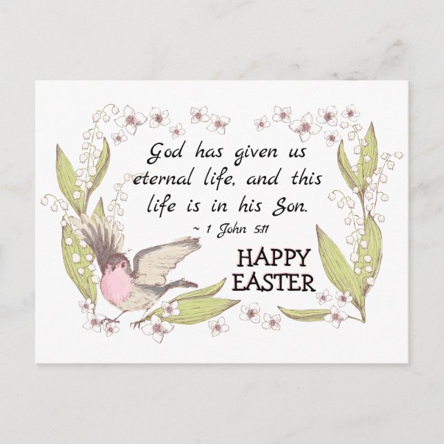 Lilies of the Valley Inspirational Bible Easter Postcard (Front)
