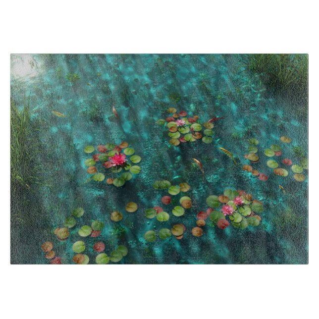 Lilies on the Water Cutting Board (Front)