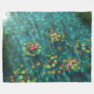 Lilies on the Water Fleece Blanket