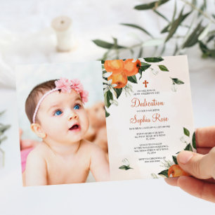 Lilies & Orange Floral Photo Dedication Invitation
