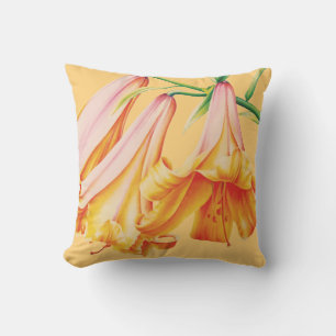 Lilies orange yellow throw pillow