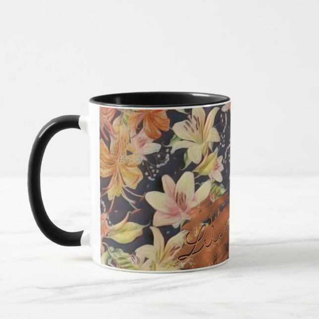Lilies Orange, Yellow, White  Mug (Left)