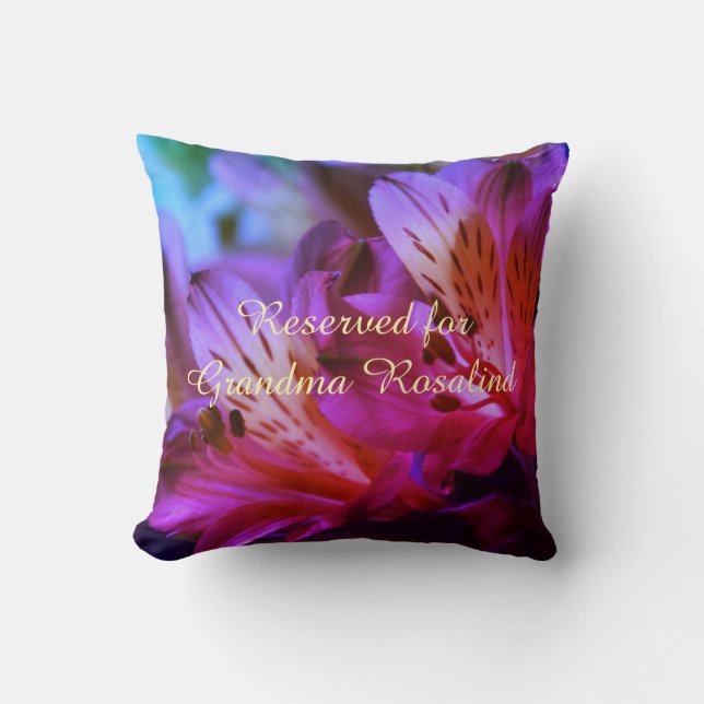 Lilies Personalizable Message Throw Pillow V2 (Front)