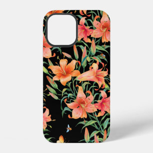 Lilies seamless background pattern. iPhone 12 case