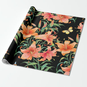Lilies seamless background pattern. wrapping paper