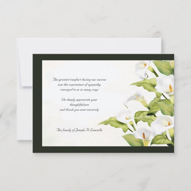 Lilies Sympathy Thank You Card (Front)