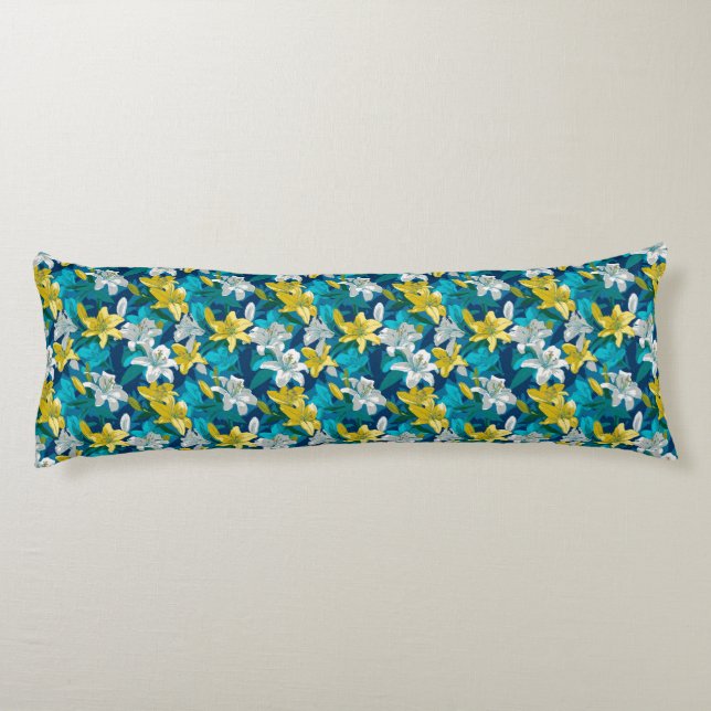 Lilies Texture Interior Decor Tropical Wedge Body Cushion (Back)