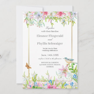 Lilies Watercolor Wedding Invitation