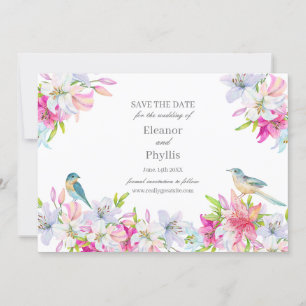 Lilies Watercolor Wedding Save the Date Invitation