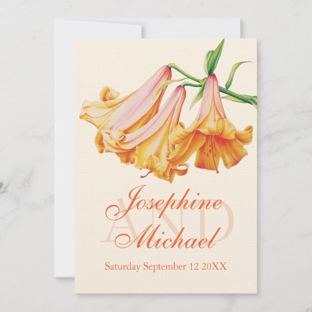 Lilies wedding flower painting wedding invite (Front)