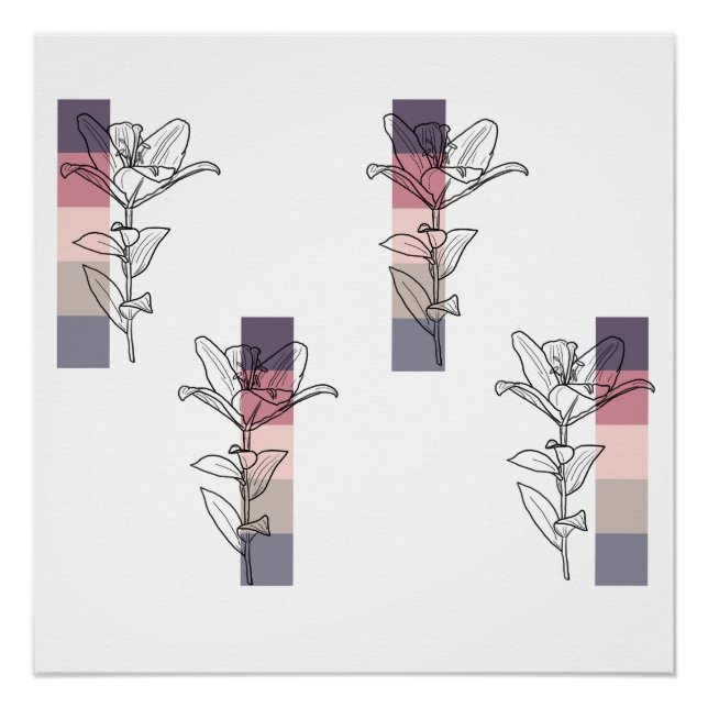 Lilies with a colour palette poster (Front)